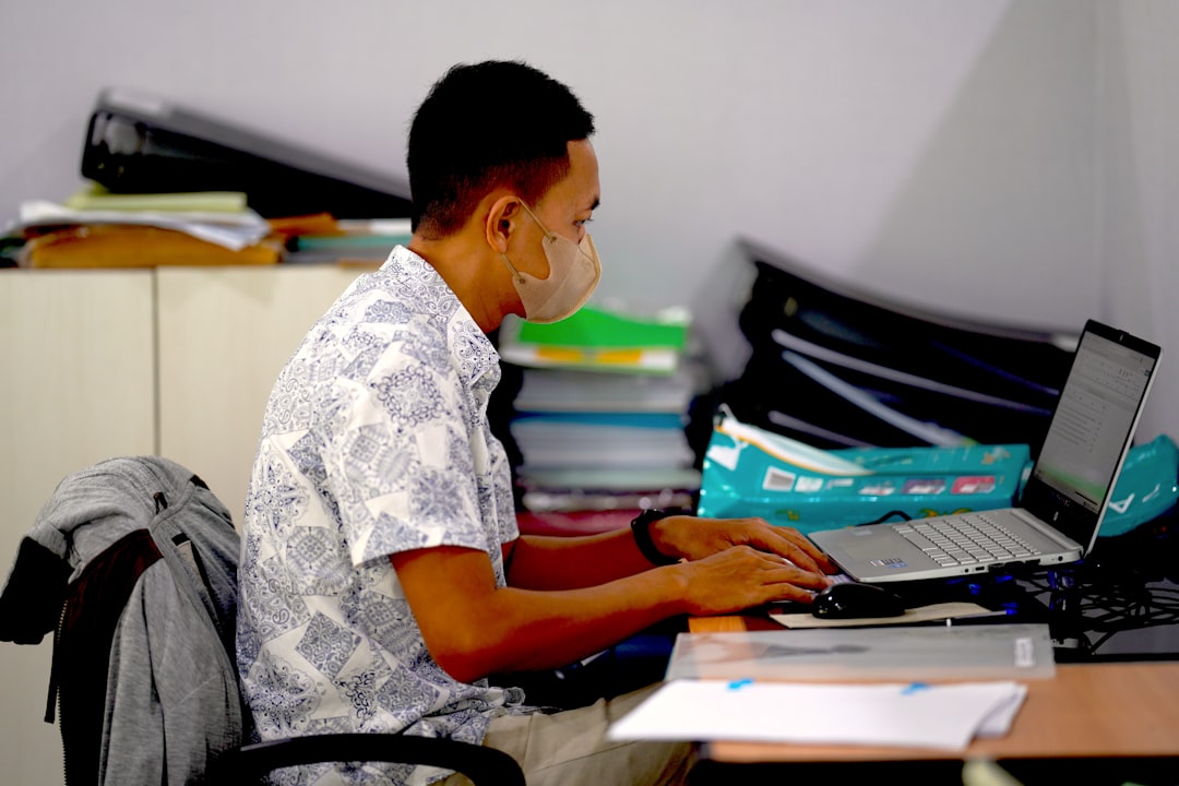 office worker using computer